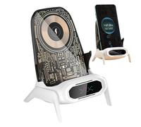 Chair Wireless Charger, Cell Phone Charging Station, 3-in-1 Power Dock, Built-in Speaker Base, Holder Stand Combo, for Desk, Office, Lounge, Living Room, Meeting, 5.51x3.46x3.78 inches
