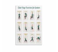 Chair Yoga for Beginners Seated Exercise Chart Stretching Guide Poster Canvas Wall-Art Bedroom Living Room(Unframed,16x24inch(40x60cm))