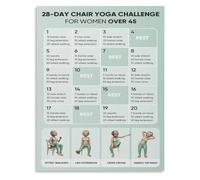 Chair Yoga Workout For Elderly Poster Canvas Basic Seated Routine Home Exercise Chart Wall Art Living Room Bedroom Decor Gift(Framed,16x24inch(40x60cm))