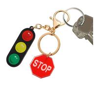 Chaire de clés de conduite, clés de sécurité conduites en toute sécurité,Keychain de feux de circulation du slogan rouge - Charme de sac d'école, pendentif téléphonique de Keyfob, porte-clés de lampe