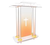 Chaire d'église avec 15 Couleurs Ajustables et 4 modèles Clignotants, Podium en Acrylique Transparent 46" avec roues et plate-forme de lecture verticale, Lecterns pour l'entrée des églises
