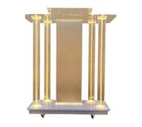 Chaire D'église avec Lumières LED, Podium en Acrylique Personnalisé avec Roues, Pupitre Parlant Au Sol avec Large Surface De Lecture for Salles De Classe, Bureau, Auditorium De Conférence
