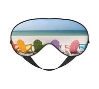 Chairs Beside The Blue Sea Sky Masque de sommeil pour homme et femme avec sangle réglable facile pour les voyages
