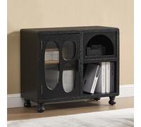 chairus Buffet de Rangement avec Compartiments pour Salon Chambre, Commode Blanche avec Porte en Verre, Buffet Bas avec Pieds en Bois, Noir
