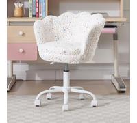 chairus Chaise de Bureau Enfant pour Chambre avec Coussin Confortable, Chaise pour Enfant avec Pied Pivotant,Blanc étoile