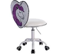 chairus Chaise de bureau pour enfants, chaise pivotante réglable en hauteur sans accoudoirs, chaise d'apprentissage, dossier avec paillettes variables (blanc)