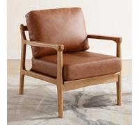 chairus Chaise de Salon Rétro, Fauteuil Crapaud, Pieds Bois, Marron
