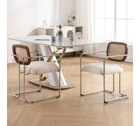 chairus Chaise Salle à Manger, 2PCS Chaises Cuisine, Dossier Rotin, Blanc