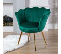 chairus Fauteuil de Salon Moderne Chaise Coquillage avec Pied Métal Fauteuil Coiffeuse Coussin Confortable pour Chambre/Salon (Vert)