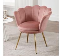 chairus Fauteuil de Salon Moderne Chaise Coquillage avec Pied Métal Fauteuil Coiffeuse(Rose Foncé)