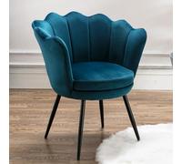 chairus Fauteuil de Salon Moderne Fauteuils Coquillage avec Pied Métal Fauteuil Coiffeuse Coussin Confortable pour Chambre/Salon (Bleu Sarcelle)