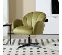 chairus Fauteuil Pivotant sans roulettes Chaise Coquillage Confortable Fauteuil Salon en Velours Chaise Coiffeuse pour Chambre, Vert