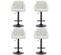 chairus Lot de 4 Tabourets de Bar en Lin, Tabouret de Comptoir Réglable en Hauteur Tabourets Bar avec Repose-Pied, Chaise Haute pour Ilot Central,Cuisine, Bar, Bistro (Beige-4)