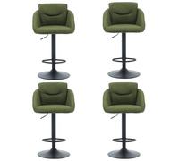 chairus Lot de 4 Tabourets de Bar en Lin, Tabouret de Comptoir Réglable en Hauteur Tabourets Bar avec Repose-Pied, Chaise Haute pour Ilot Central,Cuisine, Bar, Bistro (Vert-4)