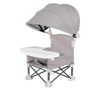 Chaise 3 en 1 pour enfant en toile avec sac de rangement, sangles réglables, plateau amovible, chaise d'alimentation portable, gris