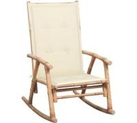 vidaXL Chaise à bascule en bambou avec coussin – Fauteuil de jardin extérieur