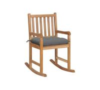 Chaise à bascule avec coussin gris Bois de teck solide