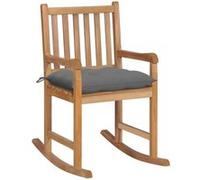 Chaise à bascule avec coussin gris Bois de teck solide Gris G