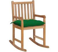 Chaise à bascule avec coussin vert Bois de teck solide Vert G