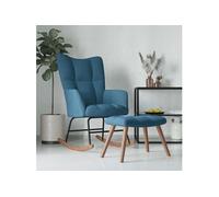 Chaise à bascule avec repose pied Bleu Velours