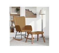 vidaXL Chaise à bascule avec repose-pied Marron Velours Marron