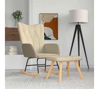 Chaise à bascule avec repose pied Crème Tissu Crème G