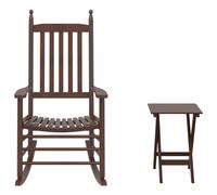 Chaise à bascule avec table pliante marron en bois de peuplier massif, chaise ergonomique en bois avec accoudoirs et sommier à lattes, idéale pour se détendre, lire et se balancer dans le salon ou le