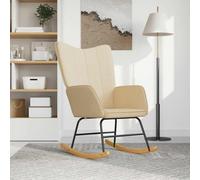 vidaXL Chaise à bascule rembourrée en mousse, cadre en acier crème, rails en bois