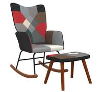 vidaXL Schommelstoel met voetenbank patchwork stof328204 Multicolore G