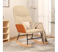 vidaXL Chaise à bascule – Tissu et similicuir – 1 place – Blanc crème – Design contemporain