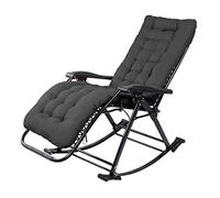 Chaise à bascule coussin de jardin extérieur chaise pliante inclinable pelouse lounge chaises chaise allongée chaise allongée de rocker couloir avec coussin pour le camping de la plage de patio - noir