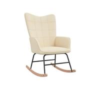 vidaXL Chaise à bascule rembourrée en mousse, cadre en acier crème, rails en bois