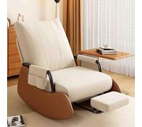 Chaise à bascule d'allaitement avec repose-pied pliable, base en bois et poche latérale, chaise de couchage pour salon et chambre à coucher