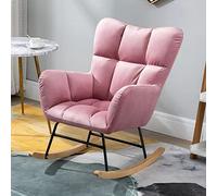 Chaise à bascule d'appoint pour chambre d'enfant, chaise inclinable en tissu du milieu du siècle avec pieds en bois pour le salon, fauteuil à bascule confortable à dossier haut de loisirs fauteuil à