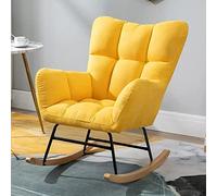 Chaise à bascule d'appoint pour chambre d'enfant, chaise inclinable en tissu du milieu du siècle avec pieds en bois pour le salon, fauteuil à bascule confortable à dossier haut de loisirs, fauteuil à