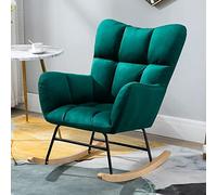 Chaise à bascule d'appoint pour chambre d'enfant, chaise inclinable en tissu du milieu du siècle avec pieds en bois pour le salon, fauteuil à bascule confortable à dossier haut de loisirs, fauteuil à