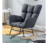 Chaise à bascule d'appoint pour chambre d'enfant, chaises inclinables en tissu du milieu du siècle avec pieds en bois pour le salon, fauteuil à bascule confortable à dossier haut de loisirs, fauteuil