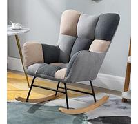 Chaise à bascule d'appoint pour chambre d'enfant, chaises inclinables en tissu du milieu du siècle avec pieds en bois pour le salon, fauteuil à bascule confortable à dossier haut de loisirs, fauteuil