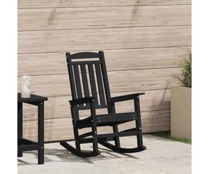 Chaise à bascule de jardin Noir 92x70x108cm HDPE, chaise à bascule en polyéthylène avec accoudoirs ergonomiques, berçantes modernes pour jardin et terrasse, facile à nettoyer.