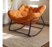 Chaise à bascule d'extérieur, chaise œuf de terrasse, chaise d'intérieur, chaise de salon en rotin, chaise royale moderne pour chambre à coucher, salon, porche, jardin, pelouse - Gris (noir)