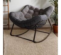 Chaise à bascule d'extérieur, chaise œuf de terrasse, chaise d'intérieur, chaise de salon en rotin, chaise royale moderne pour chambre à coucher, salon, porche, jardin, pelouse - Gris (noir)