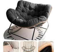 Chaise à bascule d'extérieur en rotin avec coussin épais et confortable pour chambre à coucher, salon, véranda, jardin, intérieur et extérieur Noir Taille S