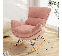 Chaise à bascule d'intérieur confortable rembourrée en velours avec coussin épais pour lire et faire la sieste, mobilier d'appoint parfait pour le salon