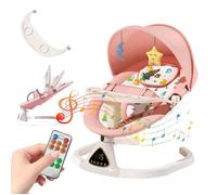 Chaise à bascule électrique pour bébé,portable pour nouveau-né avec 5 vitesses de bascule, musique Bluetooth avec télécommande rose