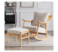Chaise à bascule en bois chaise à bascule chaise d'allaitement fauteuil à bascule moderne du milieu du siècle en tissu rembourré avec ottoman et coussin rembourré épais pour salon, chambre de bébé
