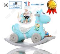 TD® Chaise à bascule en plastique pour bébé sans musique cheval jouets enfants 1-3 ans petite calèche en bois petit bleu couleur