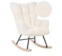 Chaise à bascule en tissu bouclé blanc OULU