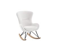 MOUTY - Chaise à Bascule en Tissu Bouclette Blanc Pieds Bois et Métal - Altobuy Blanc G