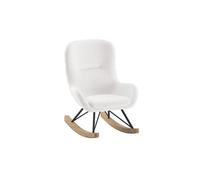 MOUTY - Chaise à Bascule Enfant en Tissu Bouclette Blanc Pieds Bois et Métal - Altobuy Blanc