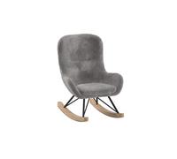 MOUTY - Chaise à Bascule Enfant en Tissu Bouclette Gris Pieds Bois et Métal - Altobuy Gris